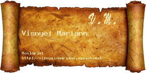 Visnyei Mariann névjegykártya